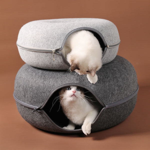 Donut Cat Bed Pet Cat Tunnel Interactive Game Toy Cat Bed Dual-Use Indoor Toy Kitten Sports Equipment Cat Training Toy Cat House