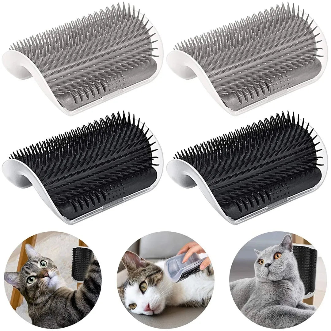 Cat Self Groomer with Catnip Wall Corner Scratcher Comb Soft Grooming Massage Brush Toy Scratch Massager Tool for Kitten Puppy