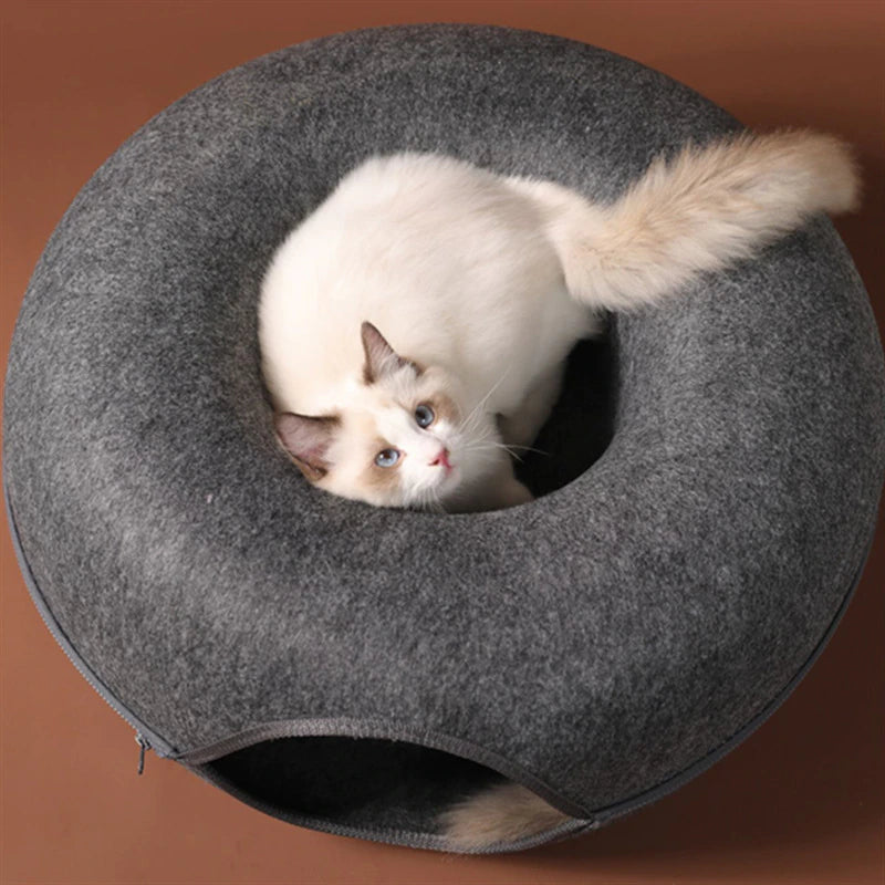 Donut Cat Bed Pet Cat Tunnel Interactive Game Toy Cat Bed Dual-Use Indoor Toy Kitten Sports Equipment Cat Training Toy Cat House